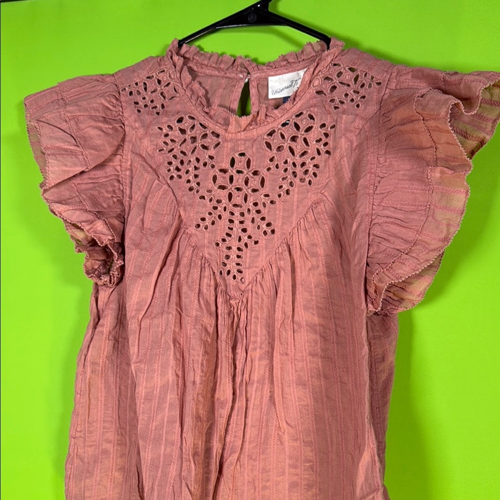 Universal Thread Orange Ruffled Short Sleeve Blou… - image 5